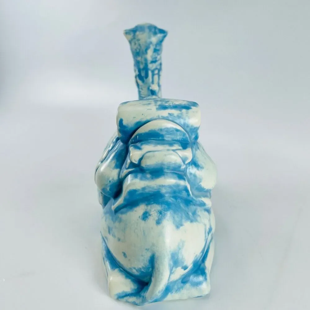 Holland Ceramic Nativity Kneeling Camel Figurine 6in Blue White Speckled Vintage